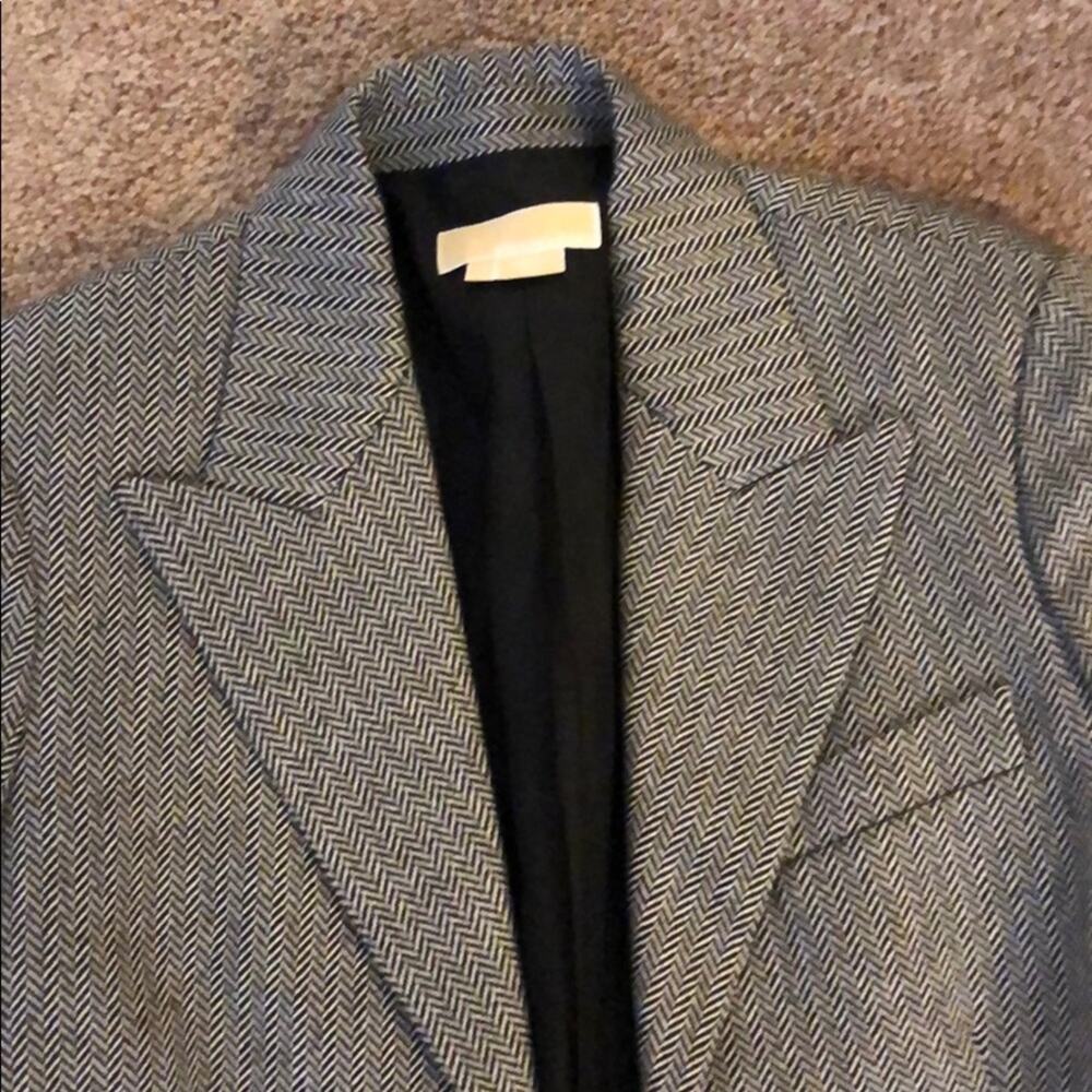 micheal kors virgin wool herringbone blazer - Picture 3 of 4